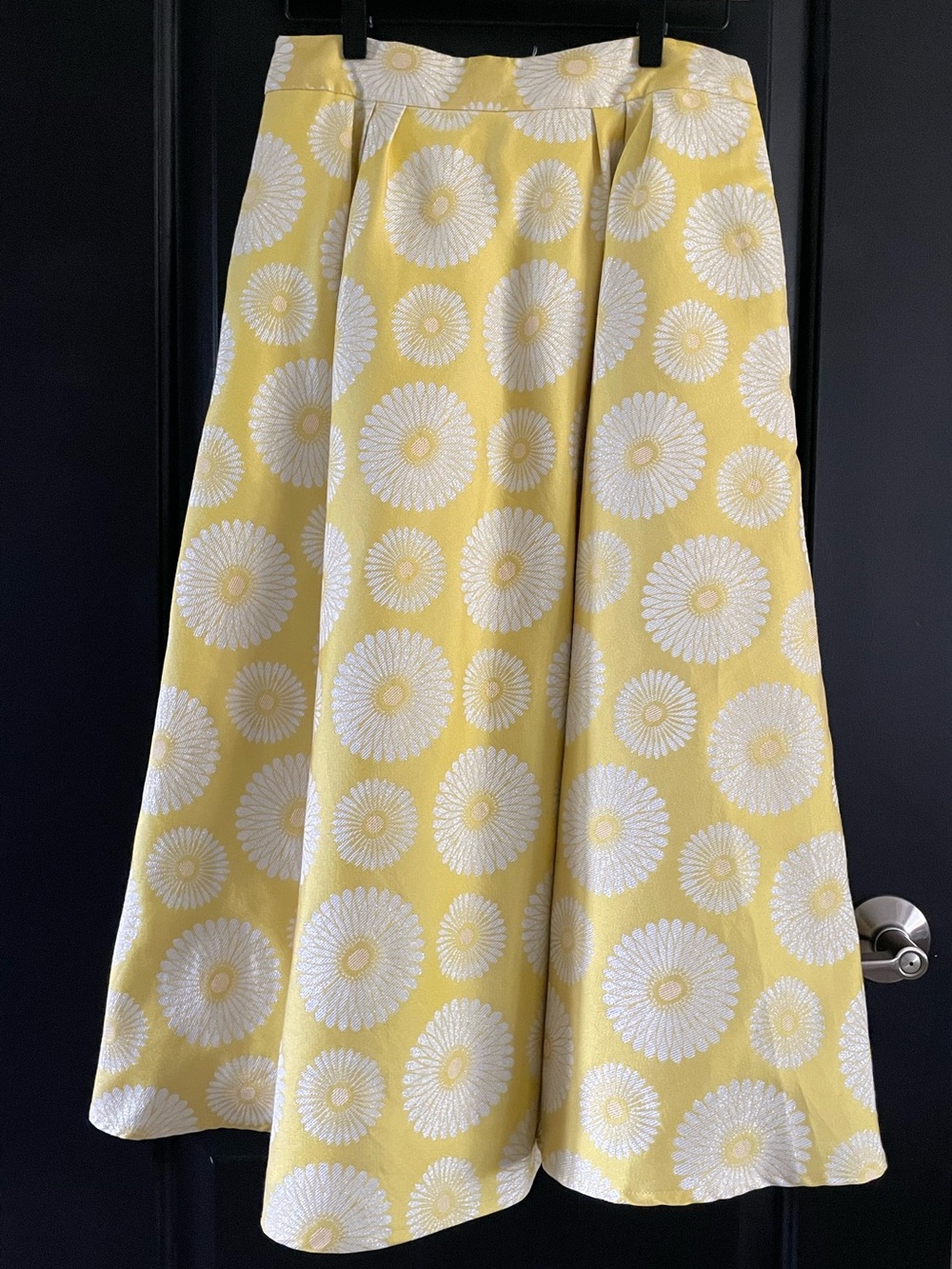 Traffic People Yellow Floral A-Line Midi Skirt